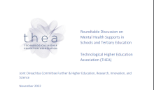 THEA: Roundtable Discussion on Mental Health Supports in Schools and Tertiary Education. 8th November2022